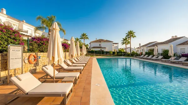 Piscina comunitaria con normativa de seguridad y aforo actualizada a 2026